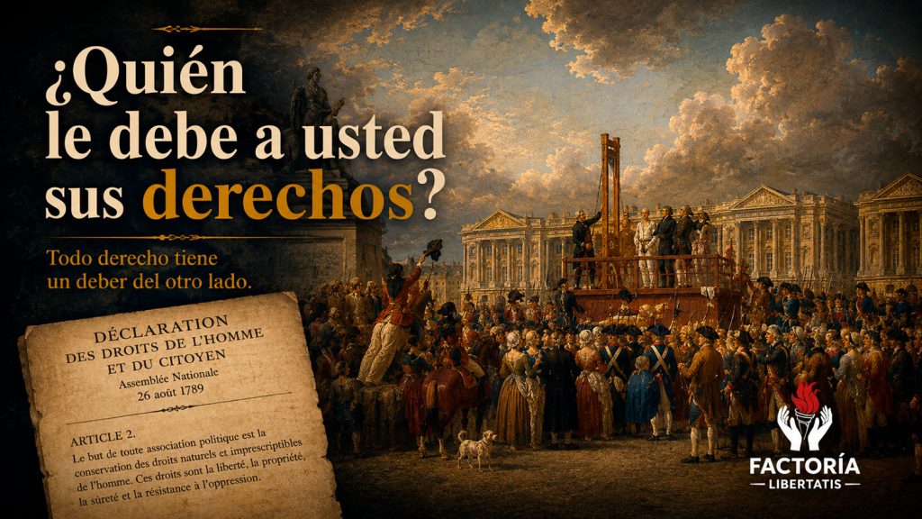 Representación de la relación entre derechos, deberes, libertad y responsabilidad individual en una sociedad democrática.
